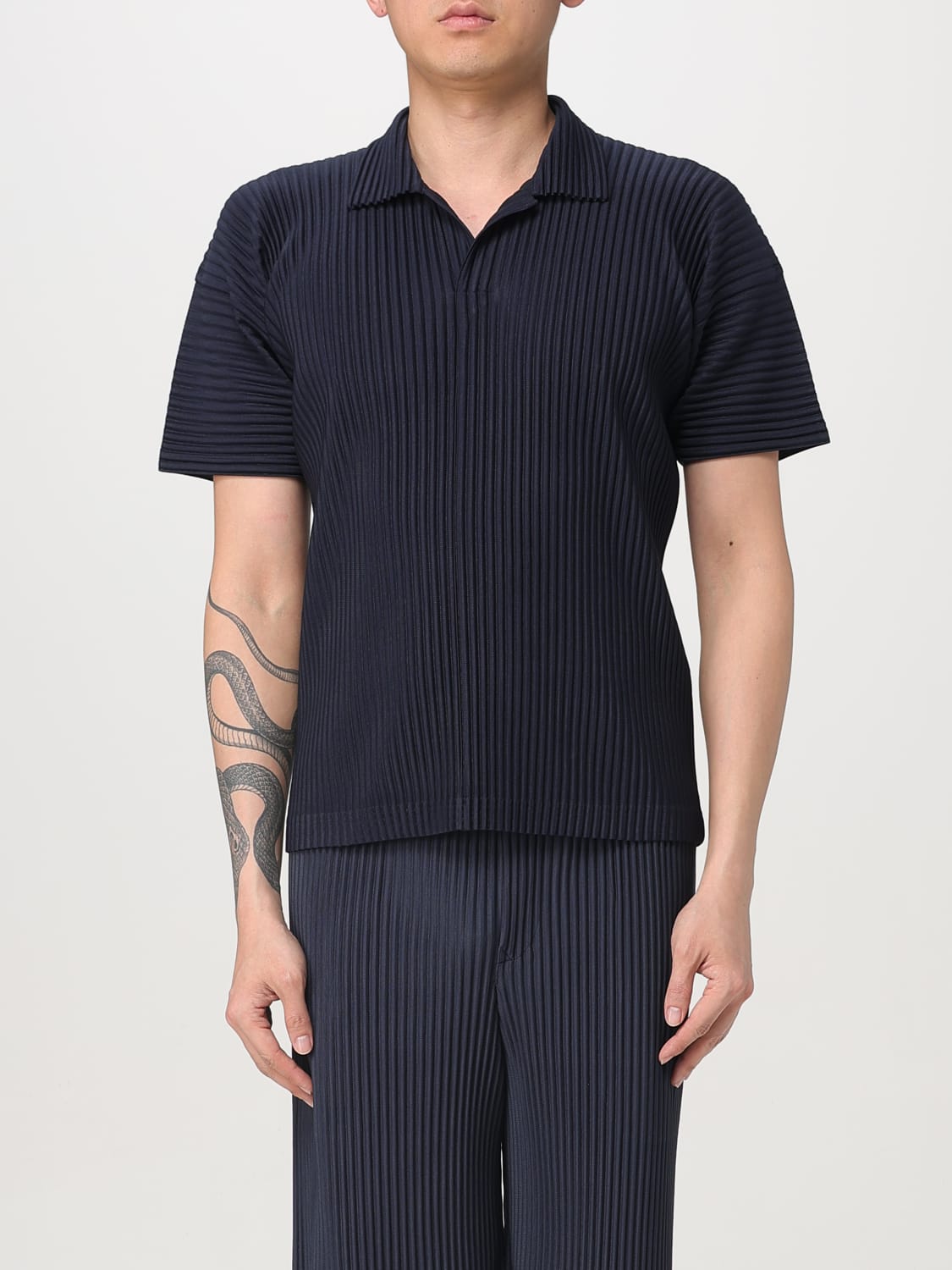 HOMME PLISSE' ISSEY MIYAKE: Polo shirt men - Blue | Homme Plisse