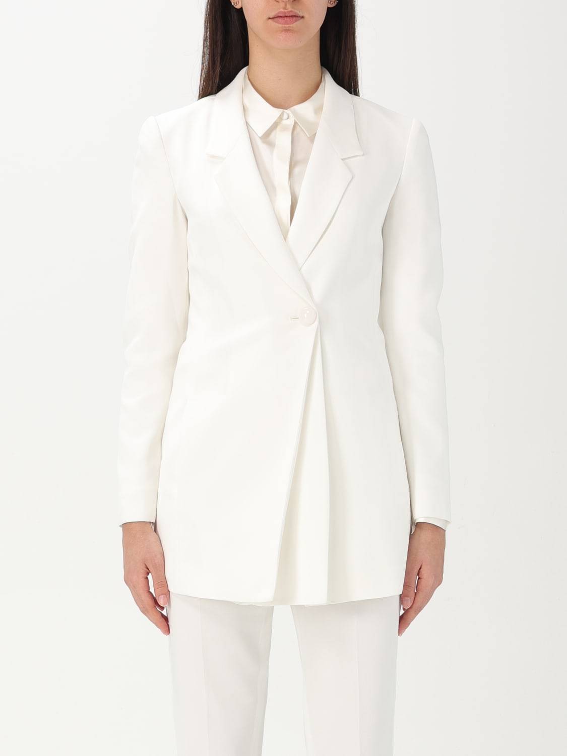 アウターその他 EMPORIO ARMANI Woman Blazer White EW001559TE10419 U0006 EMPORIO ARMANI: women's single-breasted blazer - White