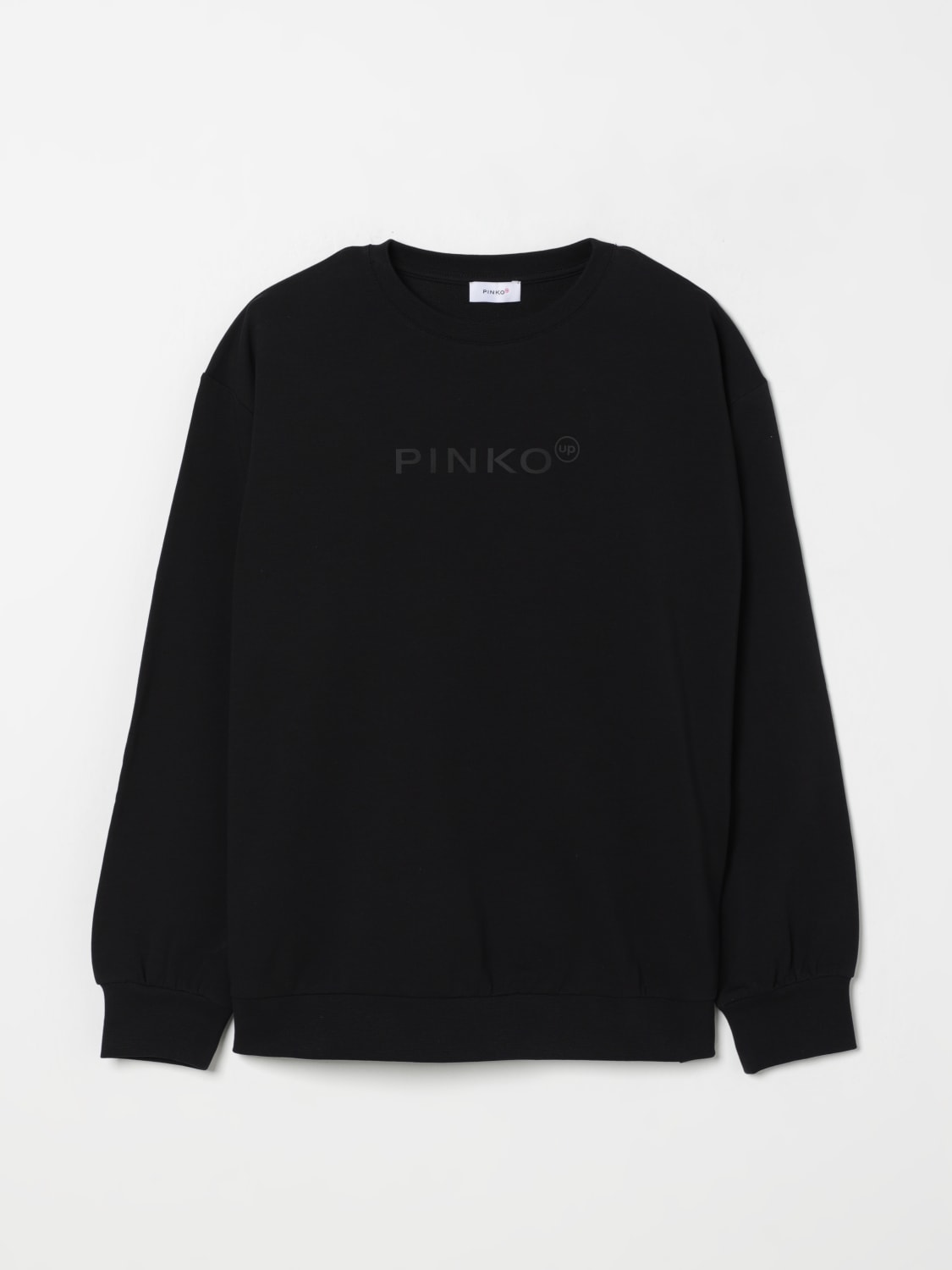 PINKO MAGLIA: Felpa a girocollo in cotone con logo Pinko, Nero - Img 1