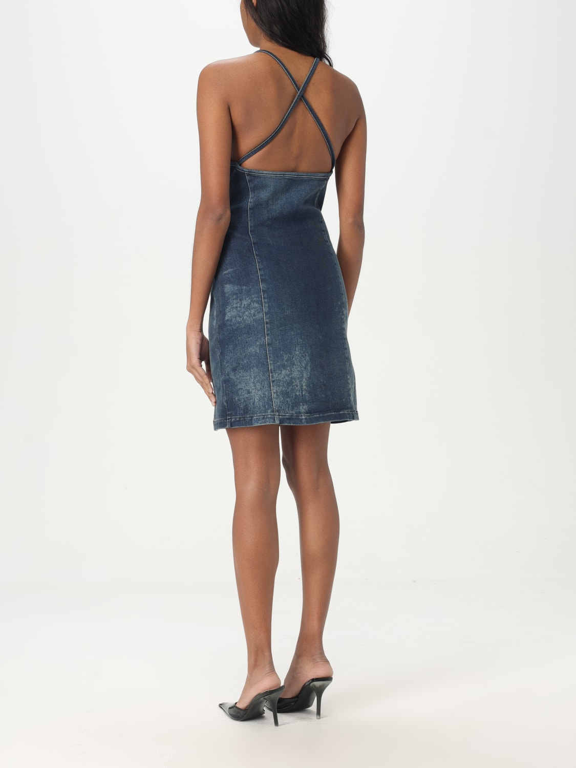 ワンピース DIESEL Woman Dress Blue A173510ABCZ 01 Women's Short dress in stretch bicolour denim | Blue | Diesel