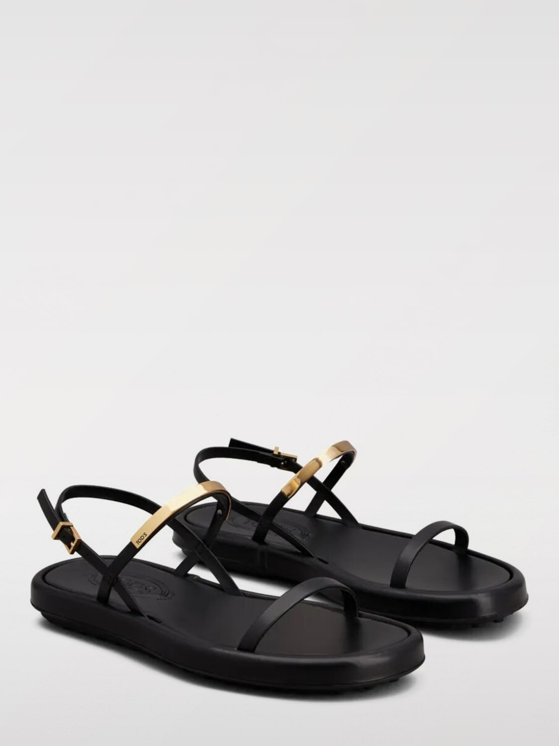 TOD'S: Sandalo in pelle - Nero | Sandali Bassi Tod's