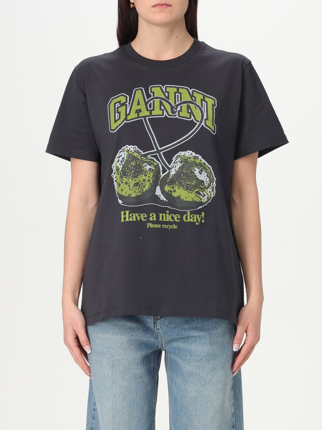 GANNI Tシャツ カットソー T4292 ガニー GANNI GANNI 半袖 Tシャツ Basic jersey Relaxed T-shirt