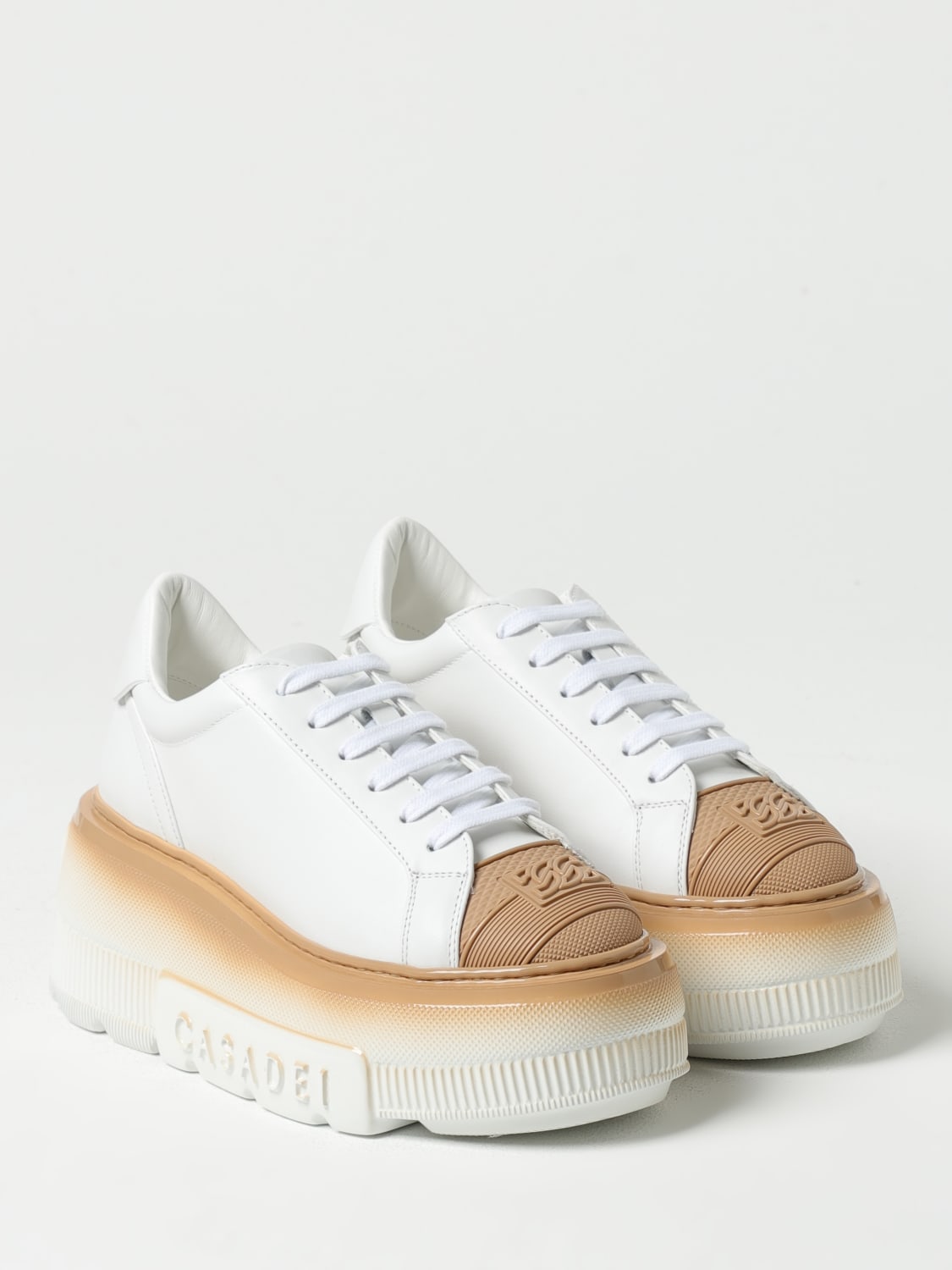 スニーカー CASADEI Women Sneakers 2X944V0701C1969A020 WHITE Nexus Toe Cap Sneakers in White and Hazelnut for Women