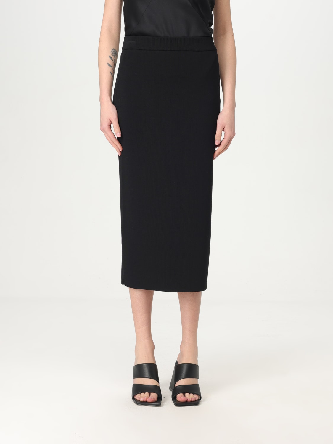 MAX MARA GONNA: Gonna midi Max Mara in misto viscosa , Nero - Img 1