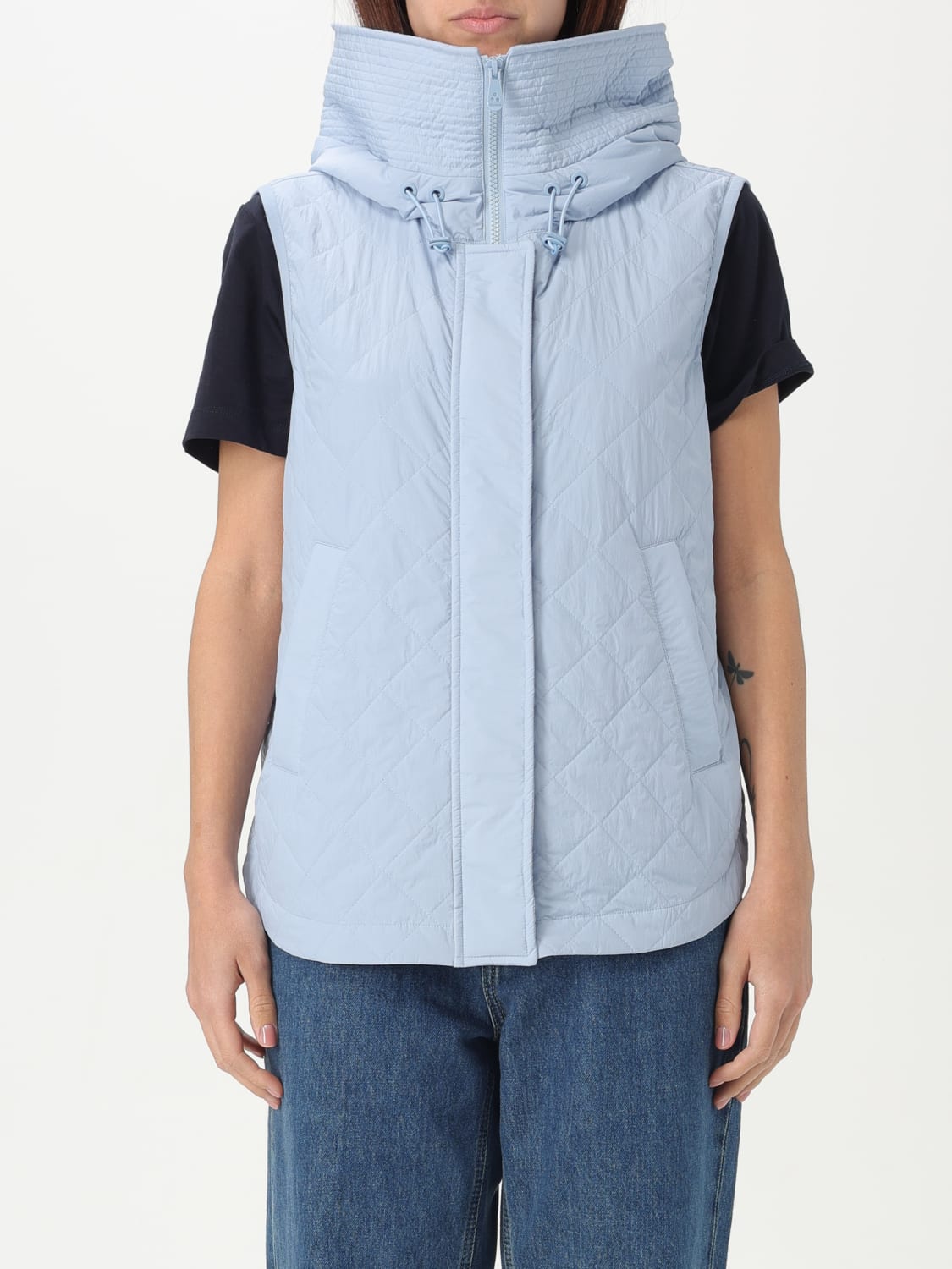 PEUTEREY GILET: Gilet con cappuccio Peuterey in nylon trapuntato, Azzurro - Img 1