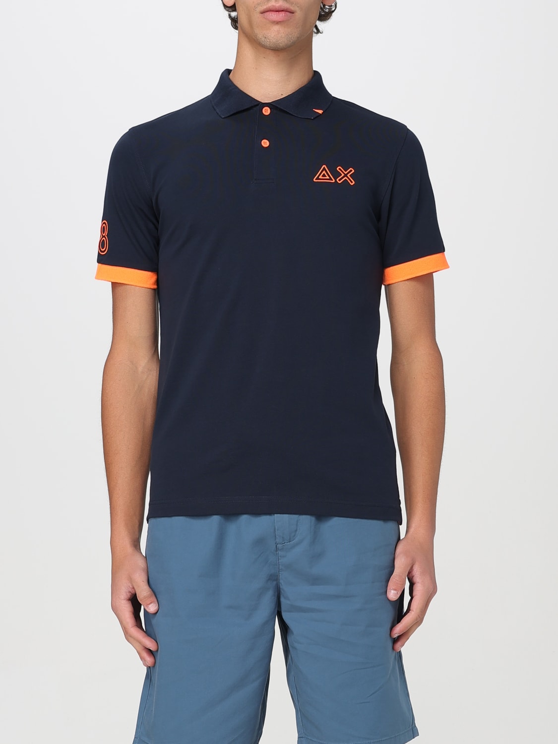 SUN68 POLO: Polo in cotone con logo SUN68, Blue Navy - Img 1