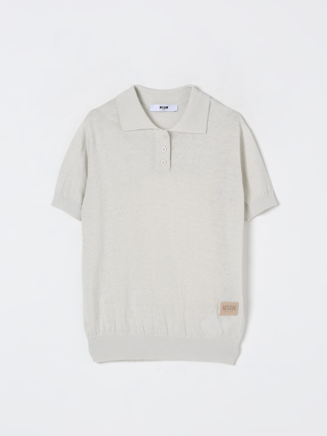 MSGM KIDS POLO SHIRT: MSGM Kids knit polo shirt, White - Img 1