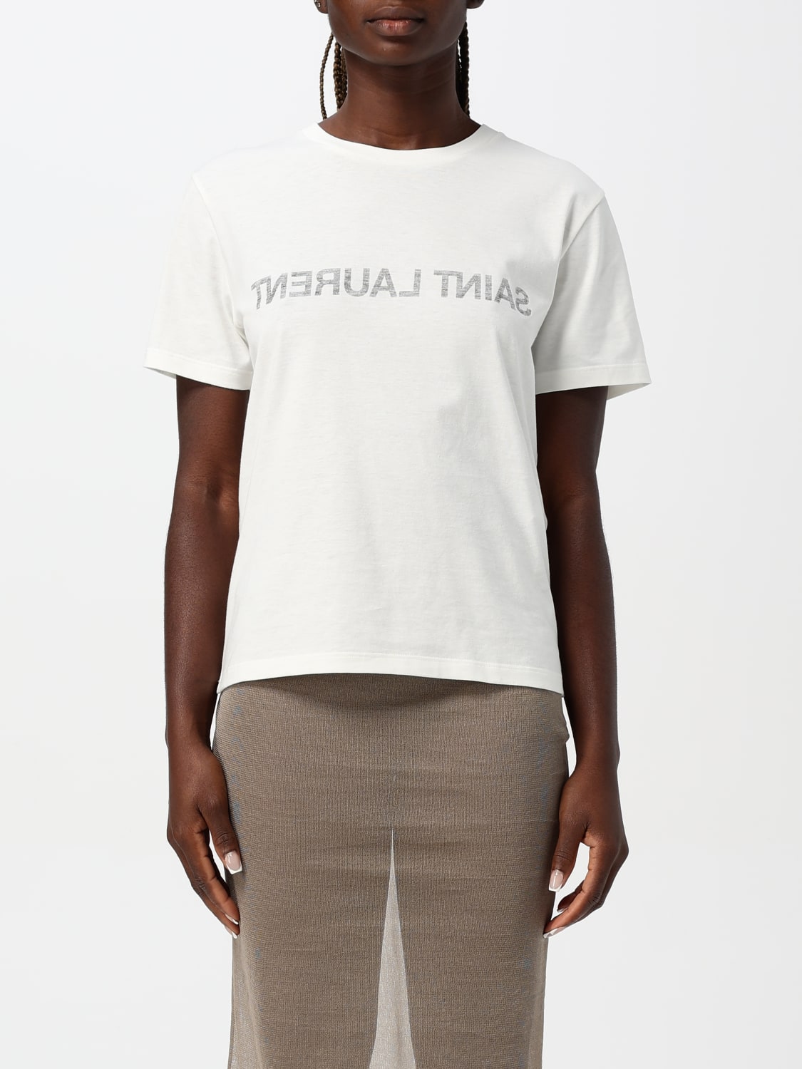 SAINT LAURENT T-SHIRT: T-shirt woman Saint Laurent, Natural - Img 1