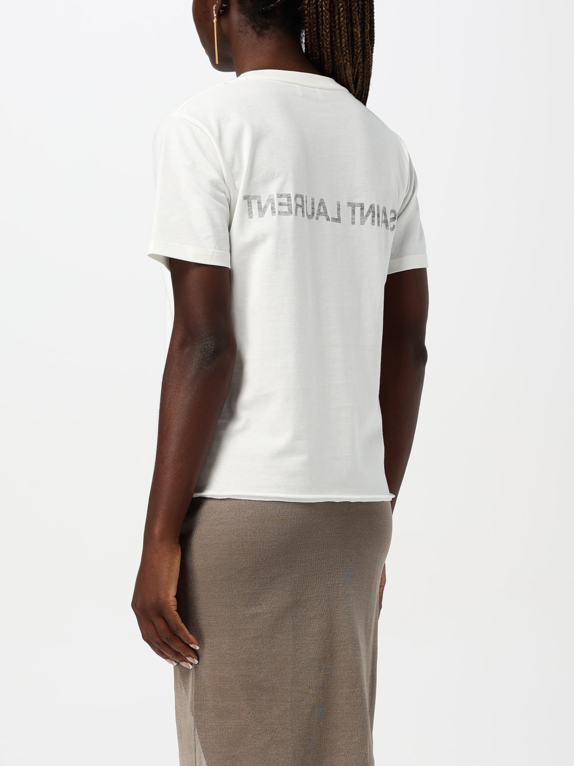 SAINT LAURENT T-SHIRT: T-shirt woman Saint Laurent, Natural - Img 3
