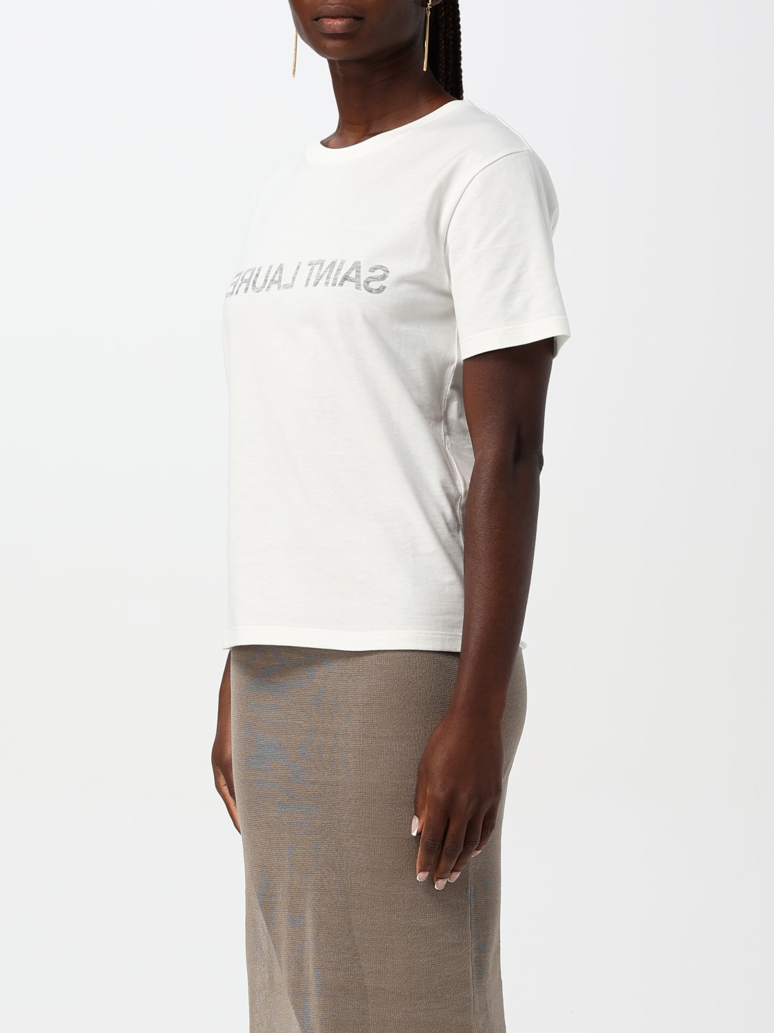 SAINT LAURENT T-SHIRT: T-shirt woman Saint Laurent, Natural - Img 4