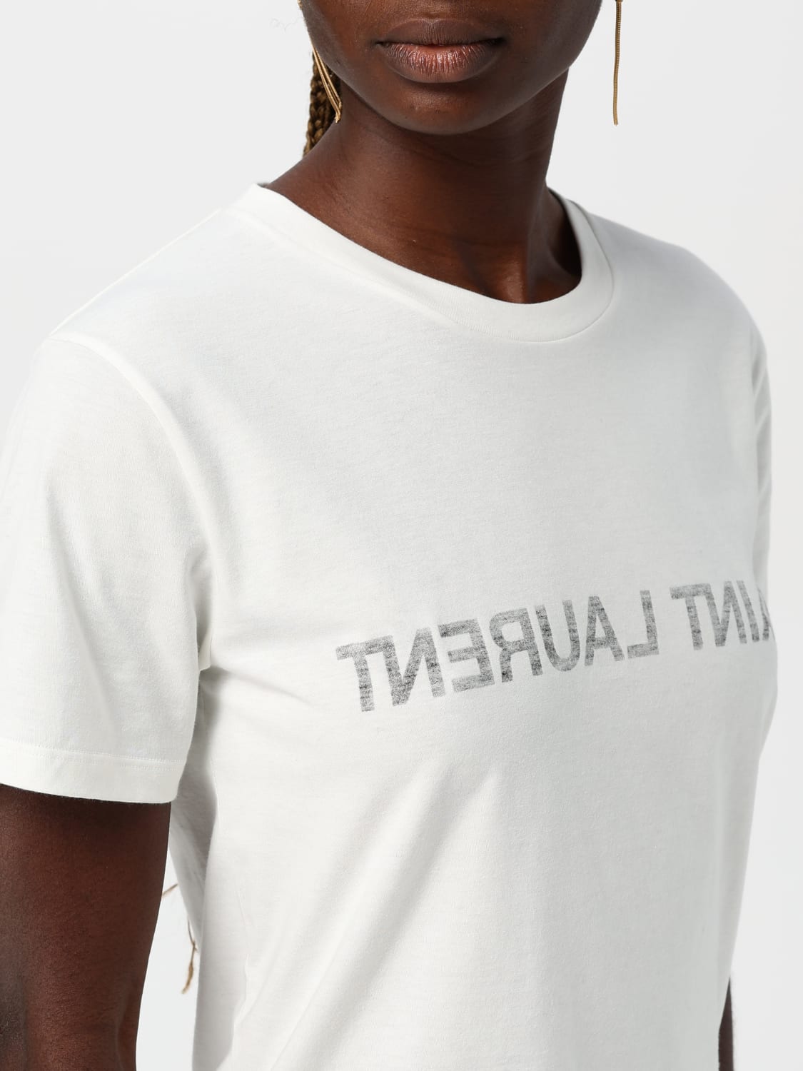 SAINT LAURENT T-SHIRT: T-shirt woman Saint Laurent, Natural - Img 5