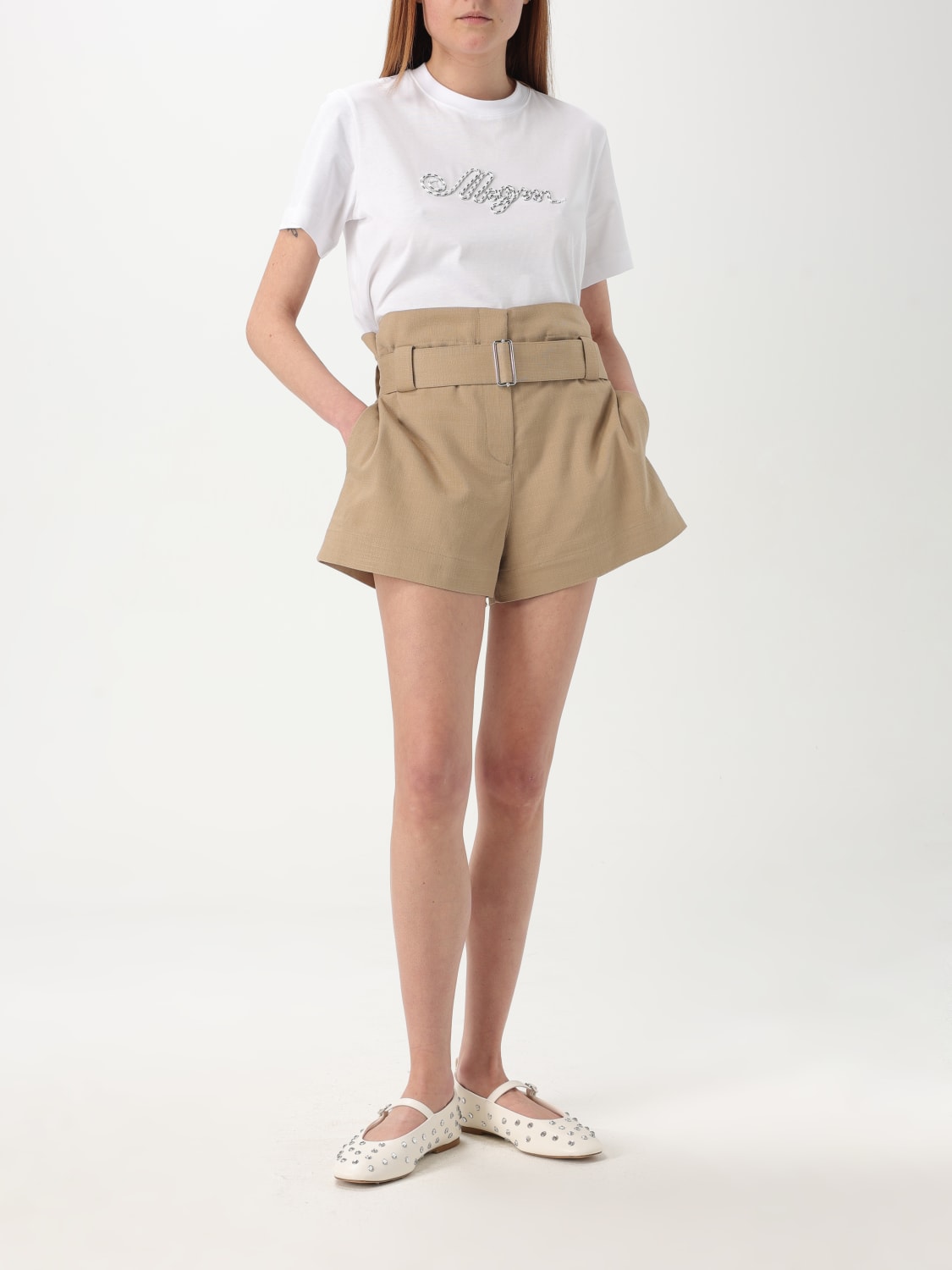 MSGM SHORT: Short femme MSGM, Beige - Img 2