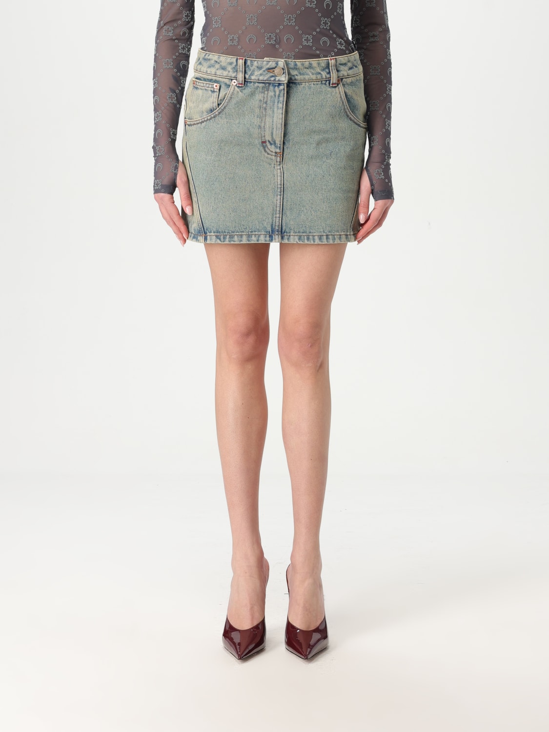 【MARINE SERRE】 Skirt woman ロゴスカート MARINE SERRE: Skirt woman - Beige | Marine Serre skirt