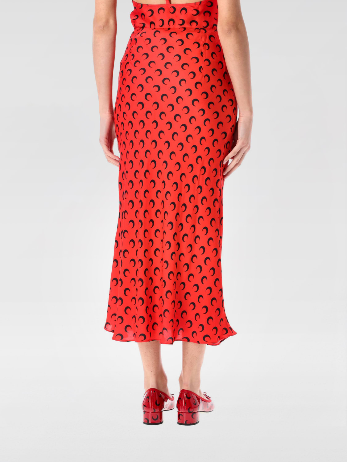 スカート MARINE SERRE SS25 SATIN MIDI SKIRT (WSK070ACWOV0060 BG70) MARINE SERRE: Skirt woman - Red | Marine Serre skirt