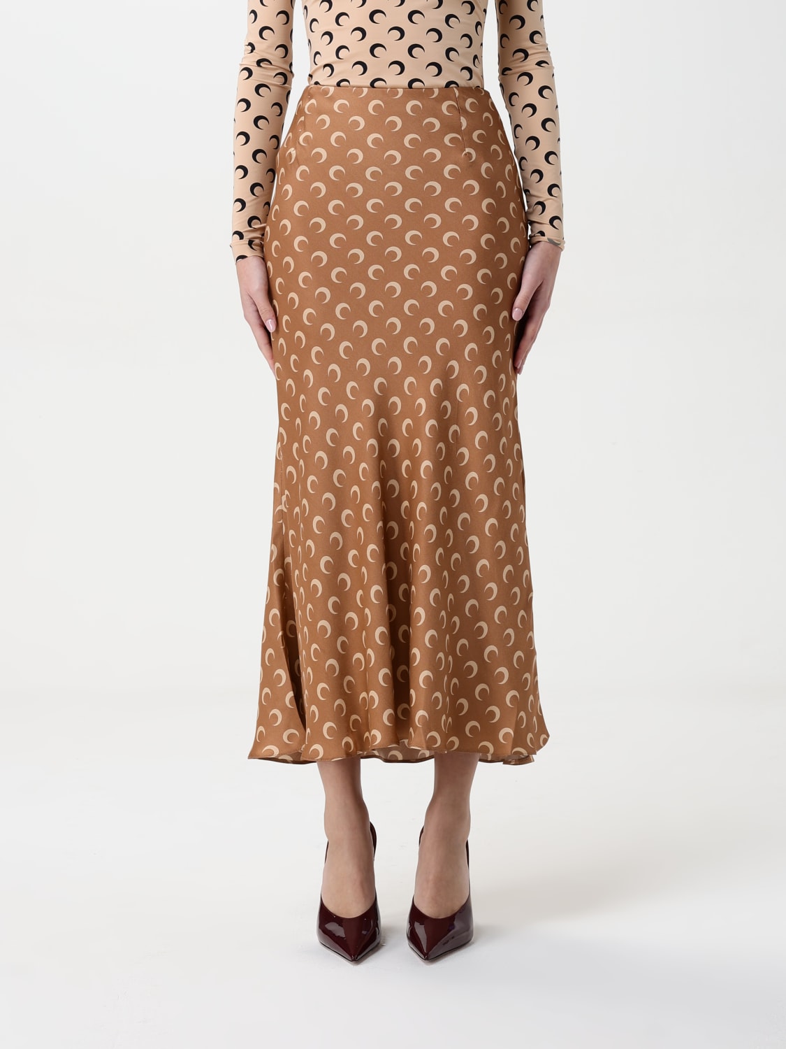 スカート MARINE SERRE Woman Skirt Camel WSK070ACWOV0060 BG70 MARINE SERRE: Skirt woman - Camel | Marine Serre skirt