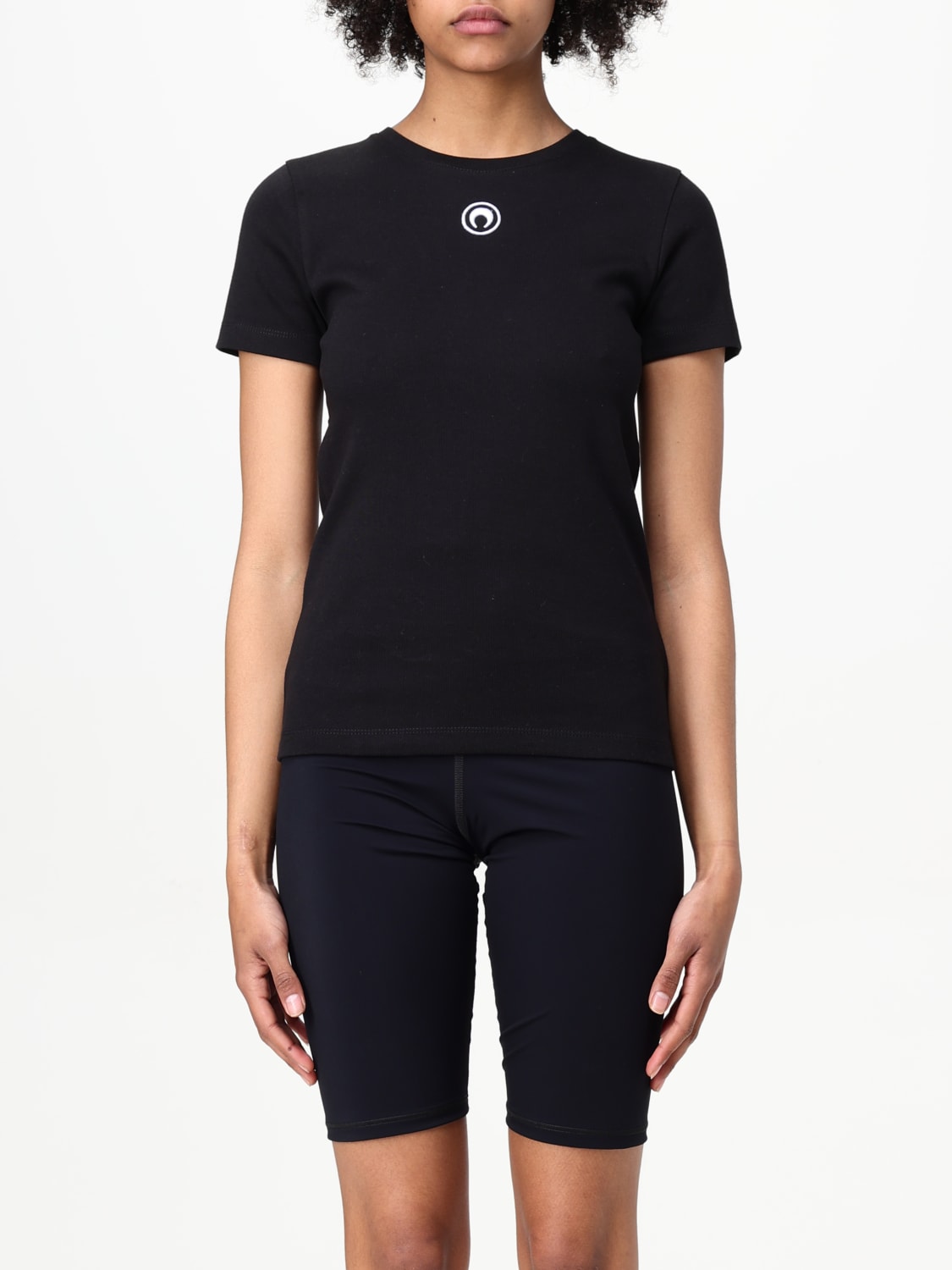 MARINE SERRE: T-shirt woman - Black | Marine Serre t-shirt