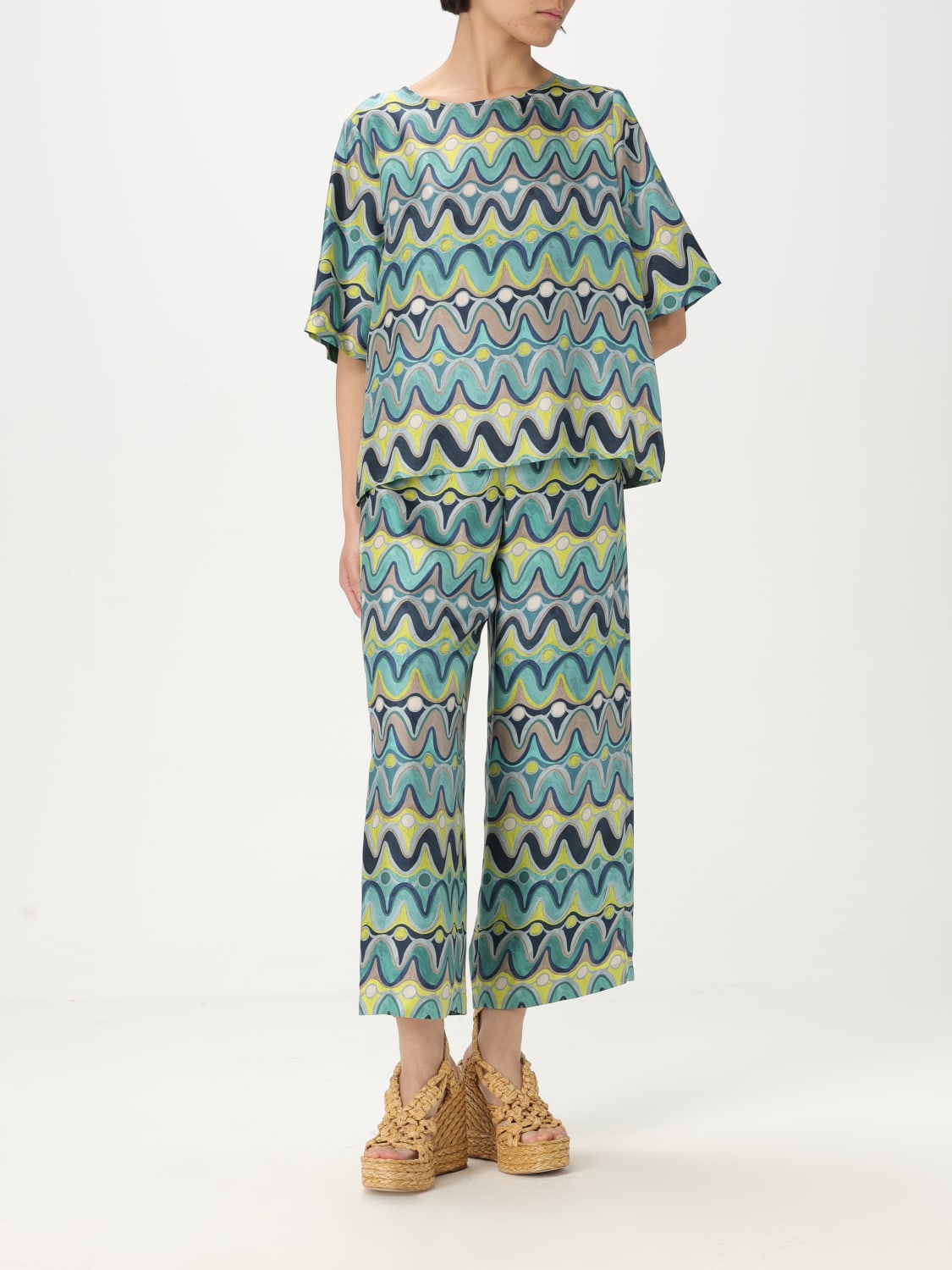 パンツ MALIPARMI Woman Pants Green JH720031027 D6069 MALIPARMI: Pants woman - Green | Maliparmi pants JH720031027
