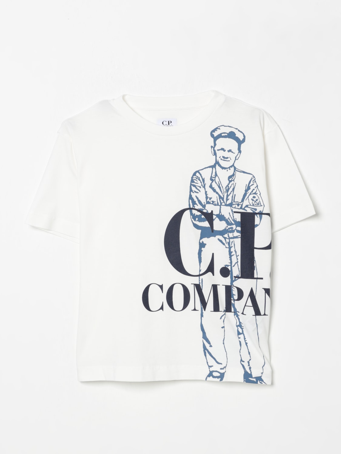 Tシャツ・カットソー C.P. Company T-shirt con logo e stampa C.P. Company Men's Logo T-Shirt in Total Eclipse C.P. Company