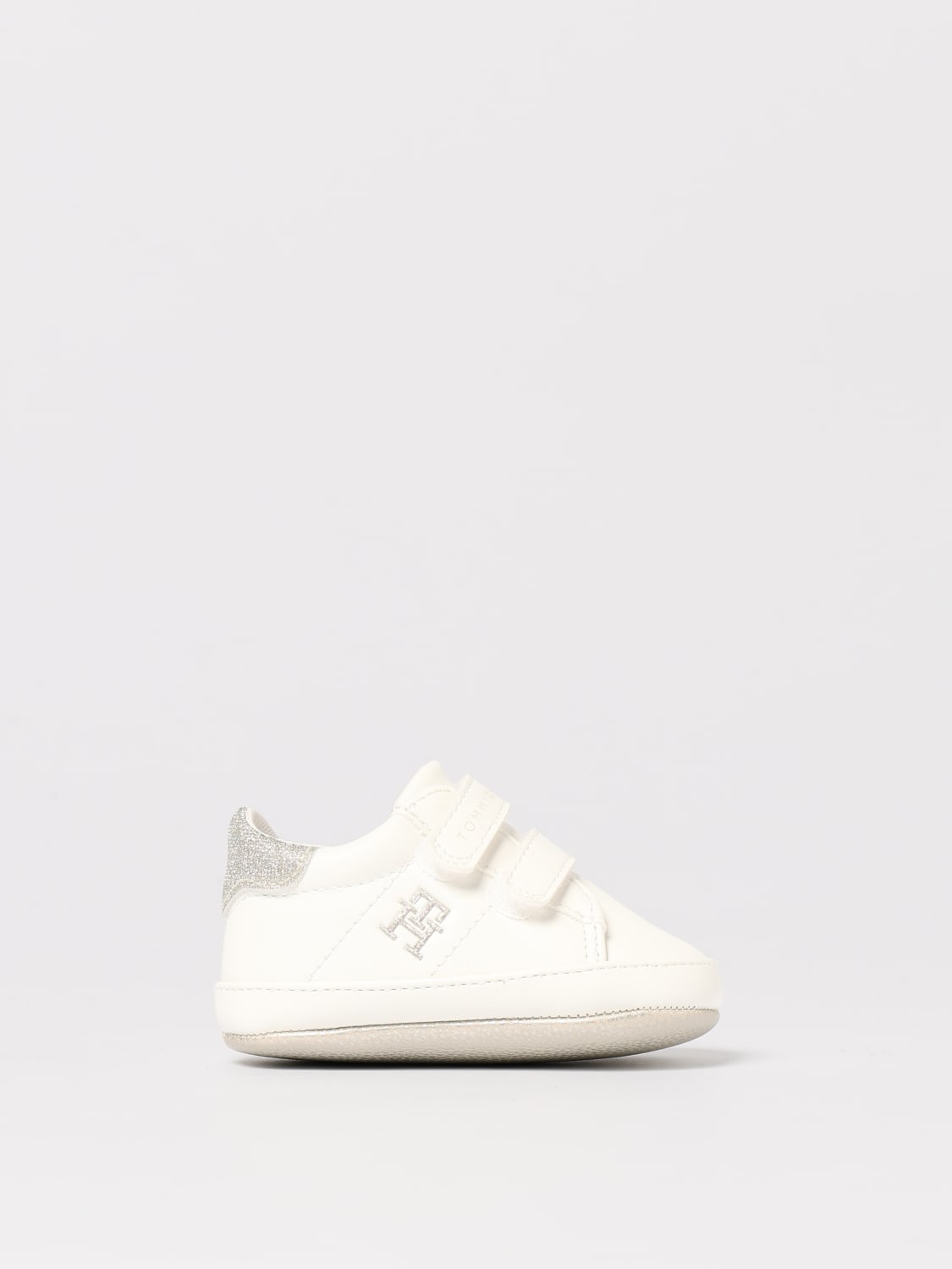TOMMY HILFIGER SNEAKERS: Sneakers in eco pelle con logo Tommy Hilfiger, Bianco - Img 1