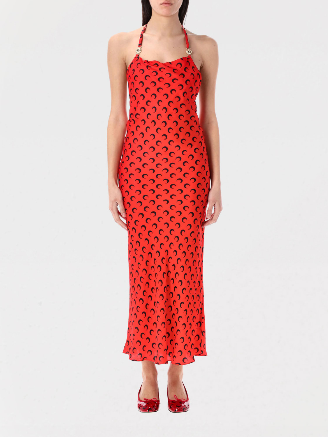 ワンピース MARINE SERRE DRESS (WDR302BCWOV0060) MARINE SERRE: Dress woman - Red | Marine Serre dress