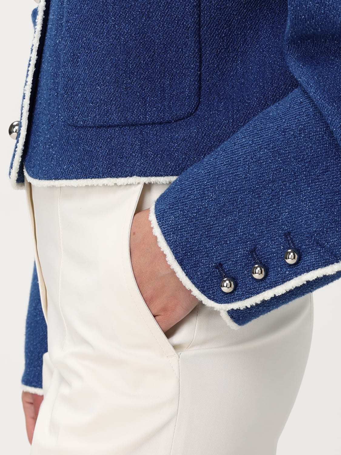 アウターその他 MSGM Woman Blazer Blue 3841MDG03257112 88 Blue bouclé denim tweed blazer - MSGM Official