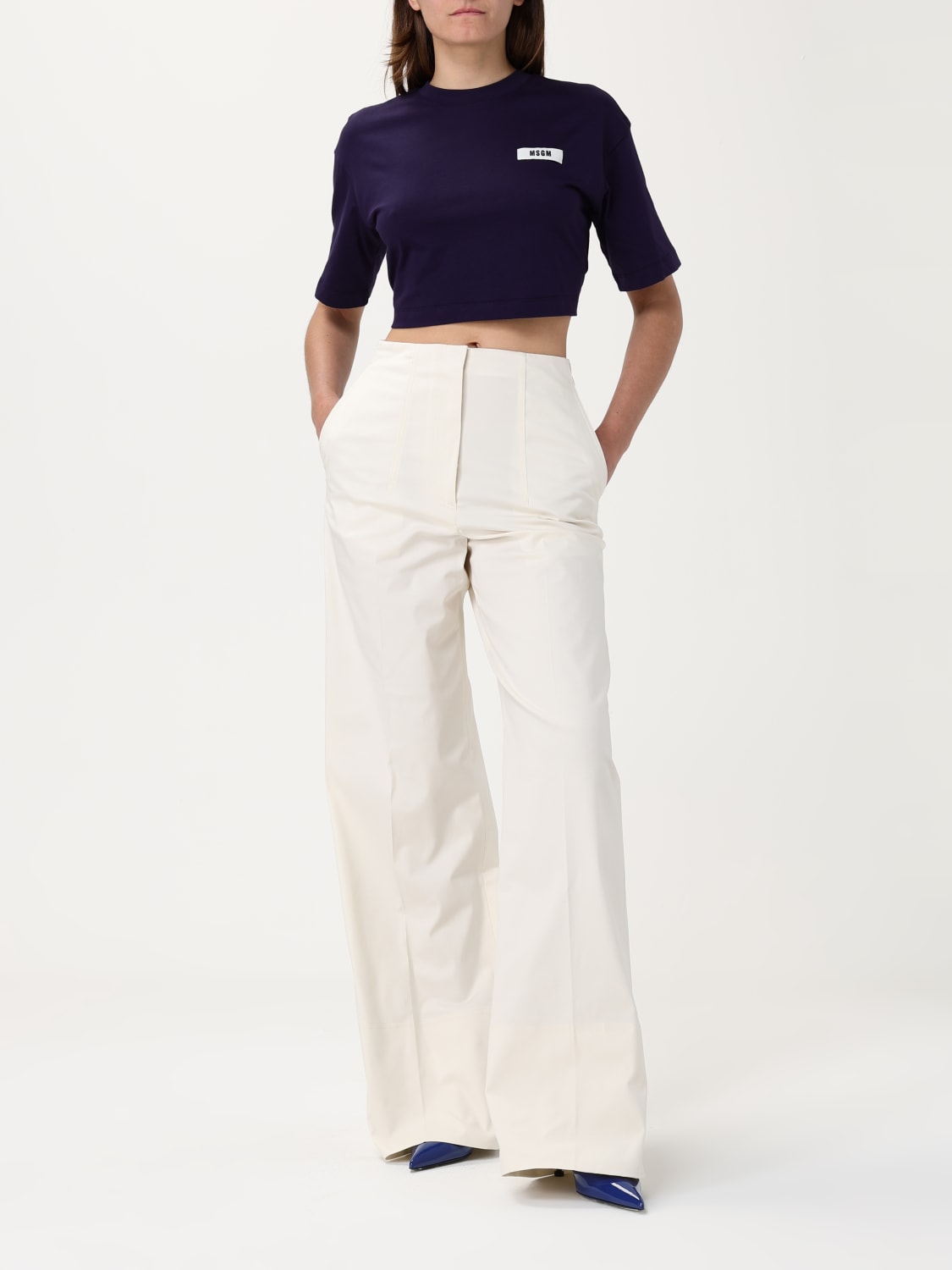 パンツ MSGM Woman Pants Cream 3841MDP06257126 02 MSGM: Pants woman - Cream | MSGM pants 3841MDP06257126
