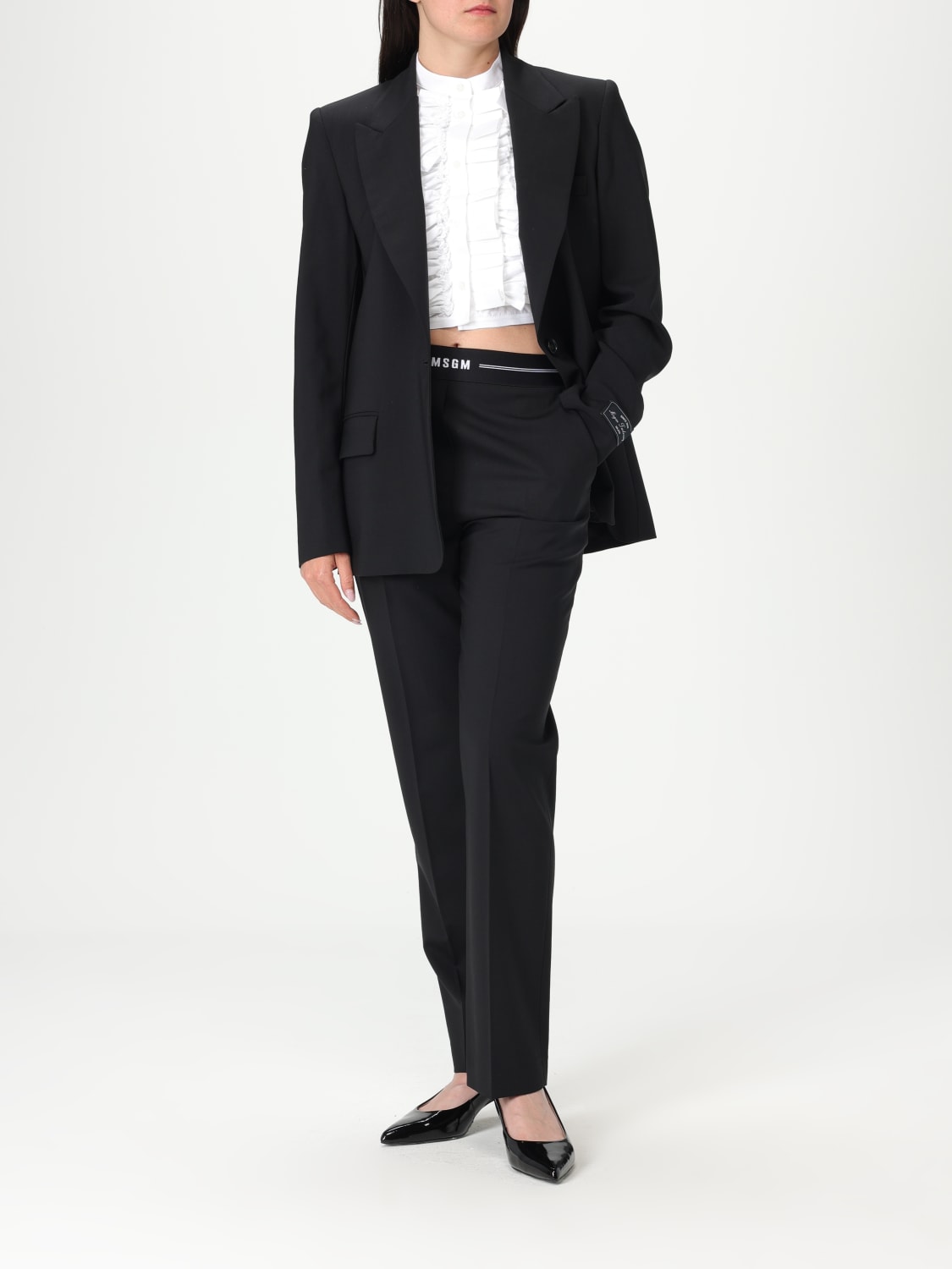 パンツ MSGM Woman Pants Black 3841MDP14257127 99 MSGM: Pants woman - Black | MSGM pants 3841MDP13257127