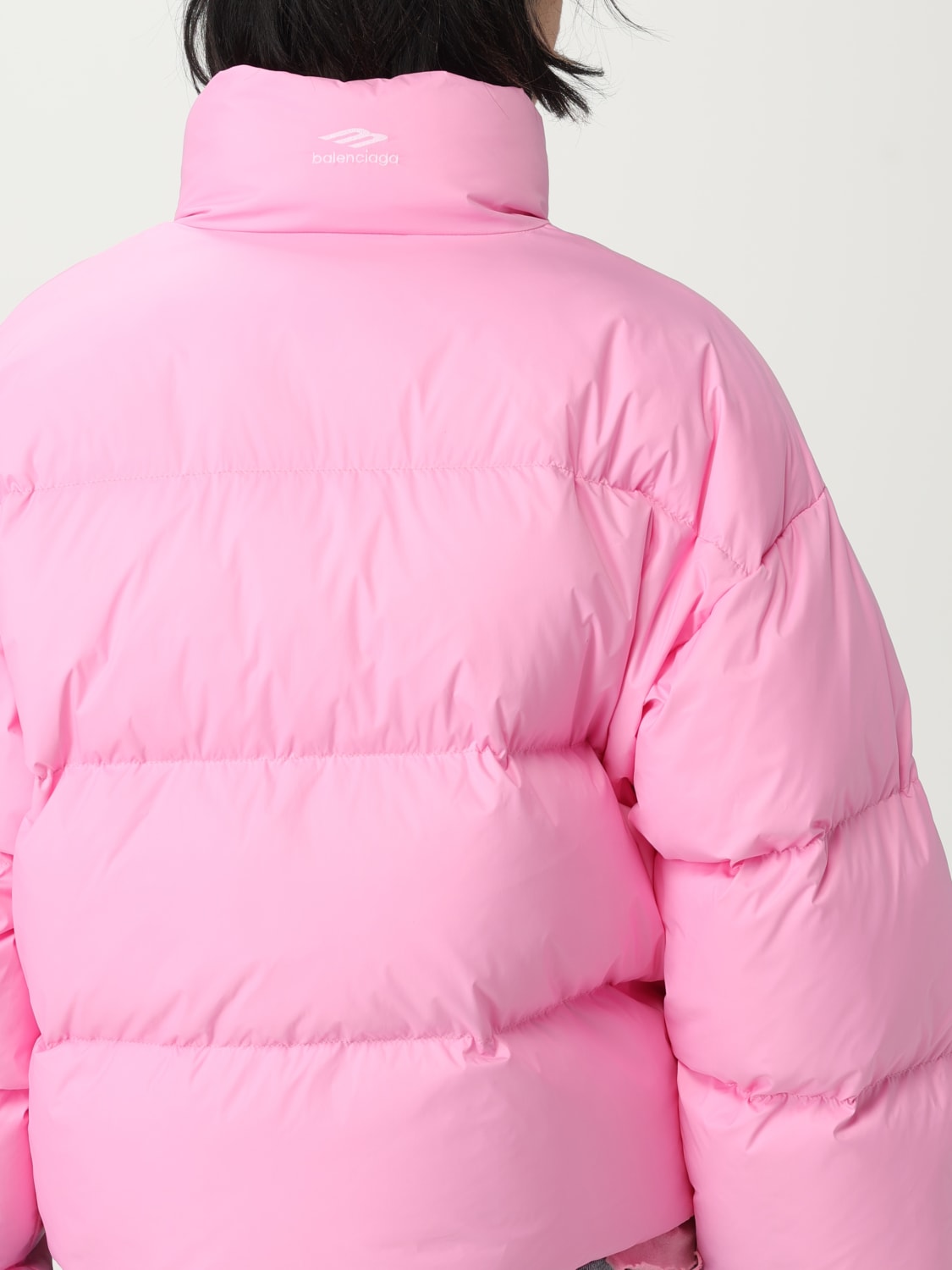 BALENCIAGA: Piumino corto in nylon - Rosa | Giacca BALENCIAGA: Piumino corto in nylon - Rosa | Giacca