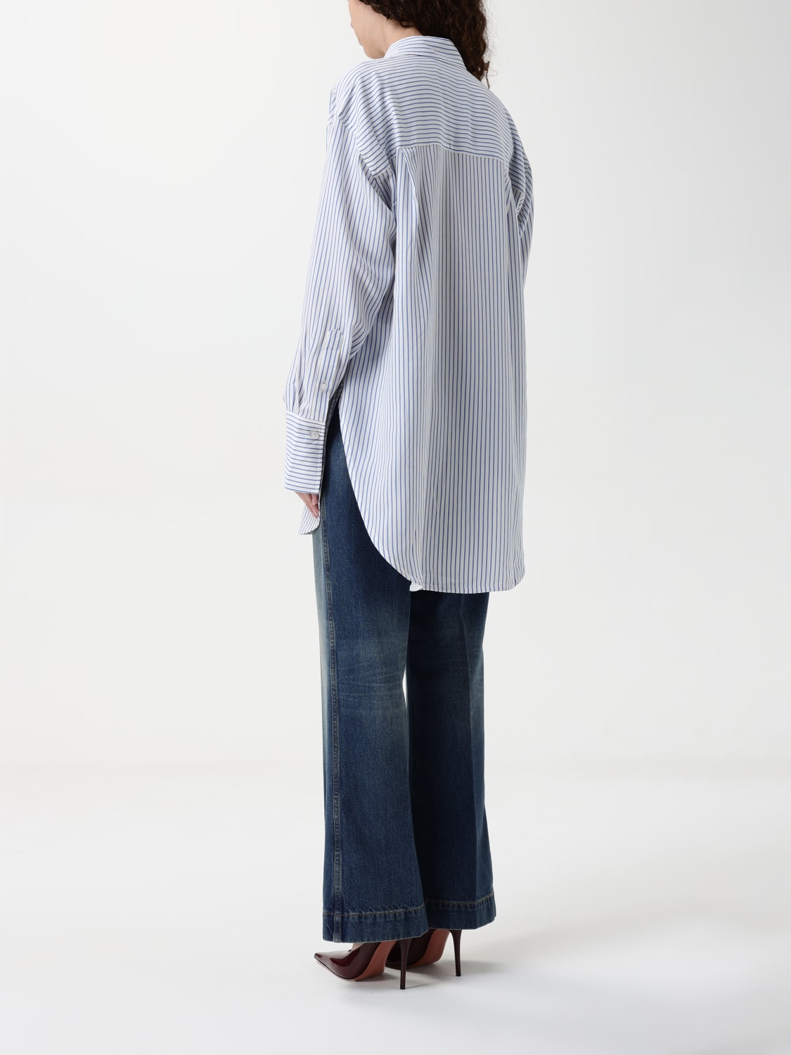 VICTORIA VICTORIA BECKHAM CAMICIA: Camicia Victoria Victoria Beckham in misto seta a righe , Bianco - Img 3