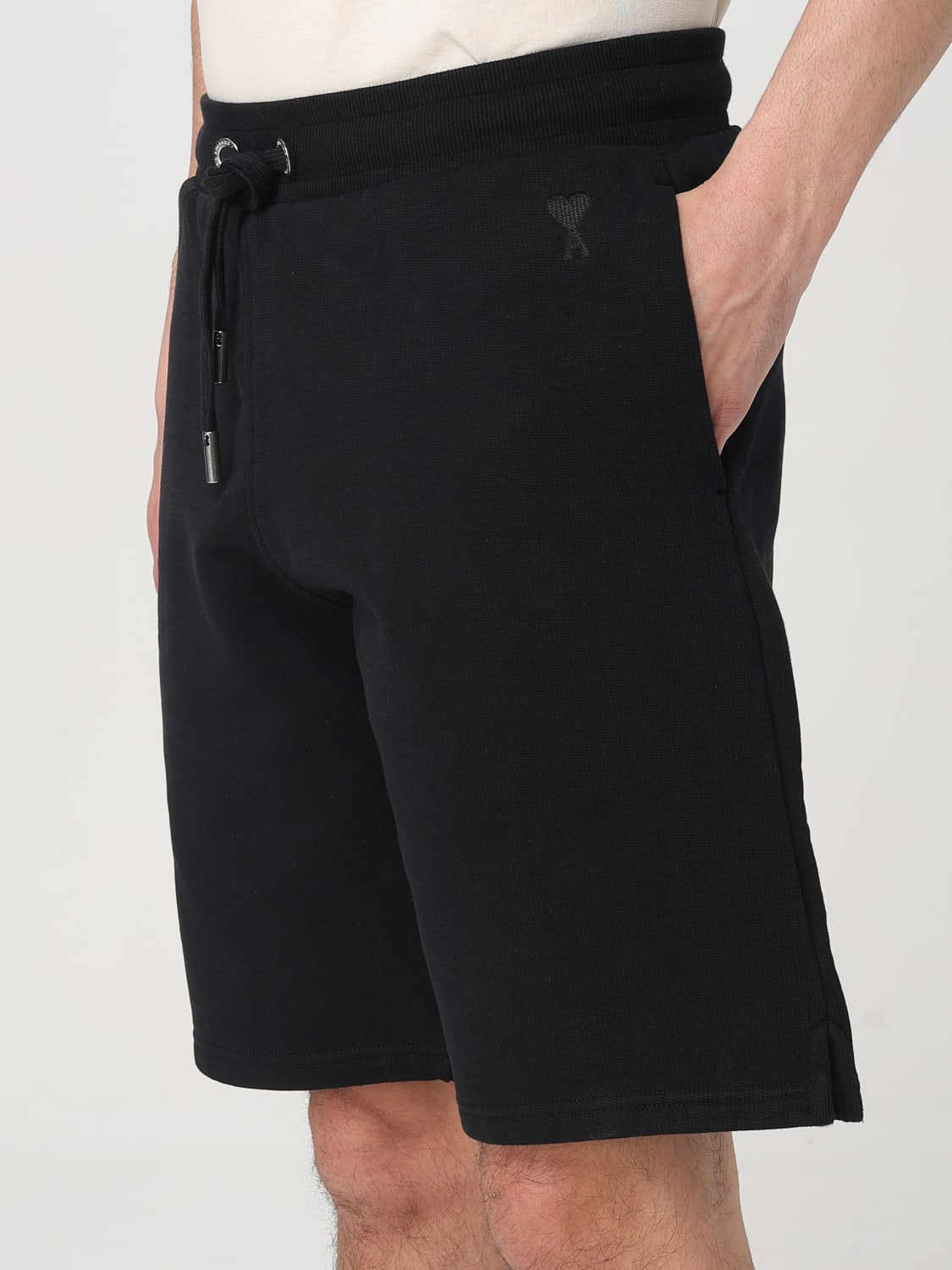 AMI PARIS PANTALONCINO: Pantaloncino Ami Paris in cotone stretch , Nero - Img 4