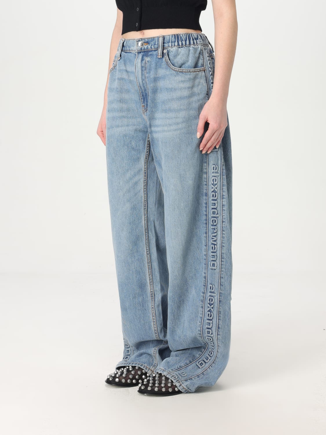 ALEXANDER WANG JEANS: Jeans wide leg Alexander Wang in denim , Denim - Img 4