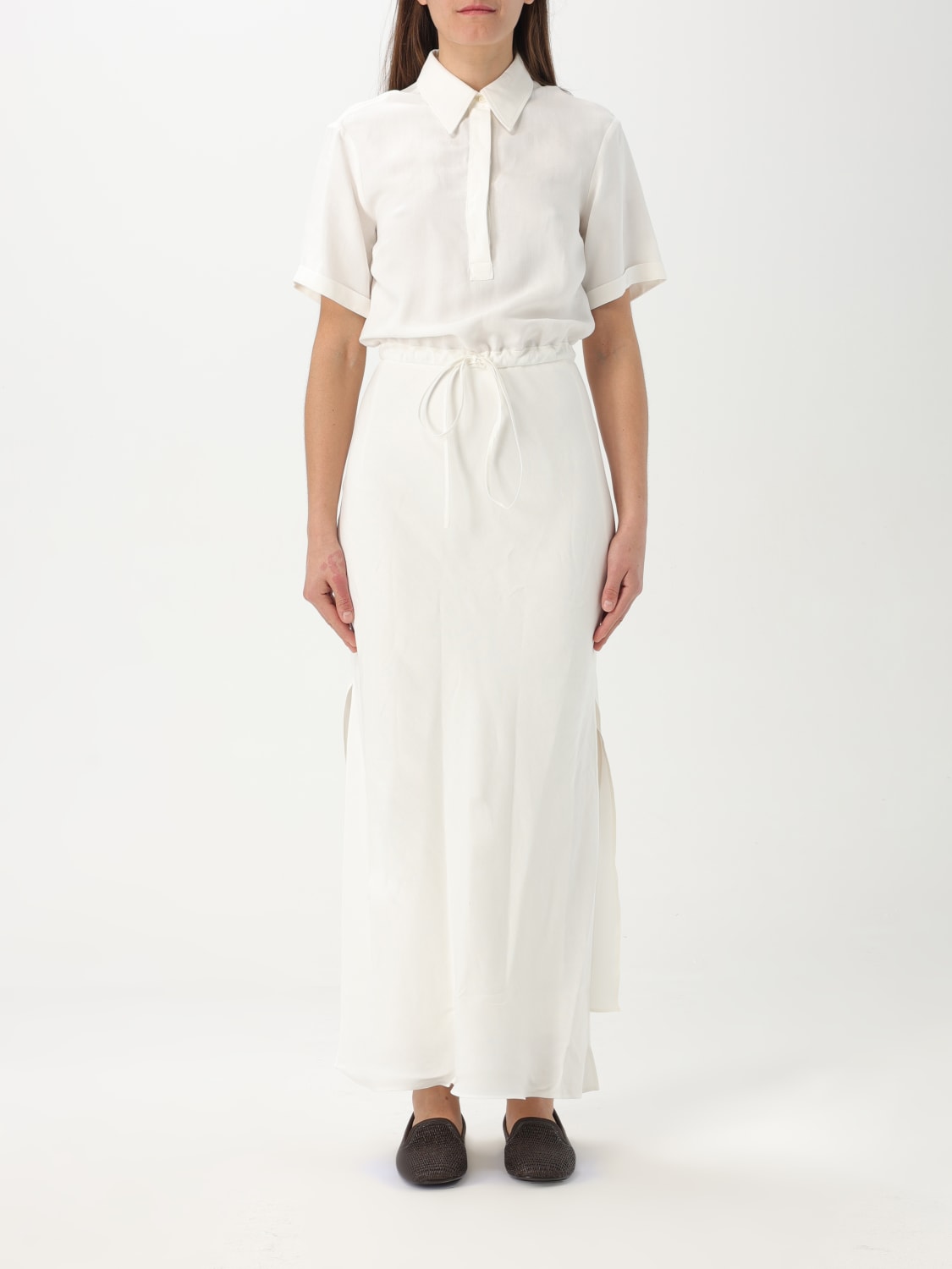 ワンピース BRUNELLO CUCINELLI Woman Dress White MH126A5316 C600 Fluid twill Tank dress for Woman in White | Brunello Cucinelli