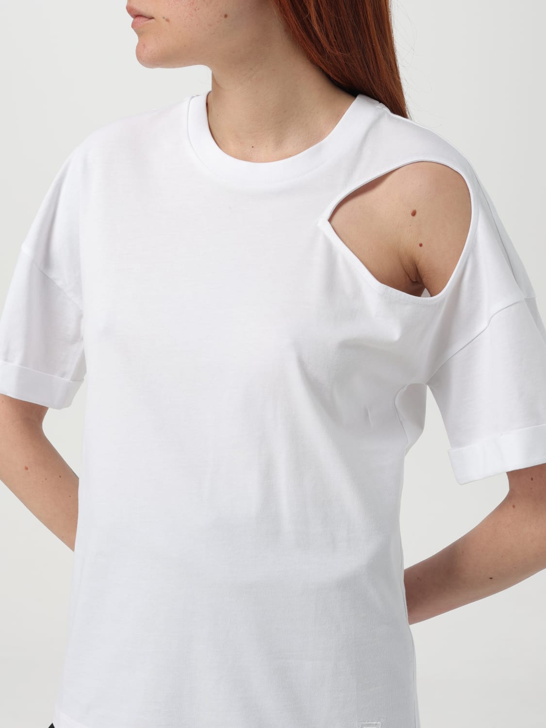 FEDERICA TOSI T-SHIRTS: T-shirt cut-out Federica Tosi in cotone, Bianco - Img 3