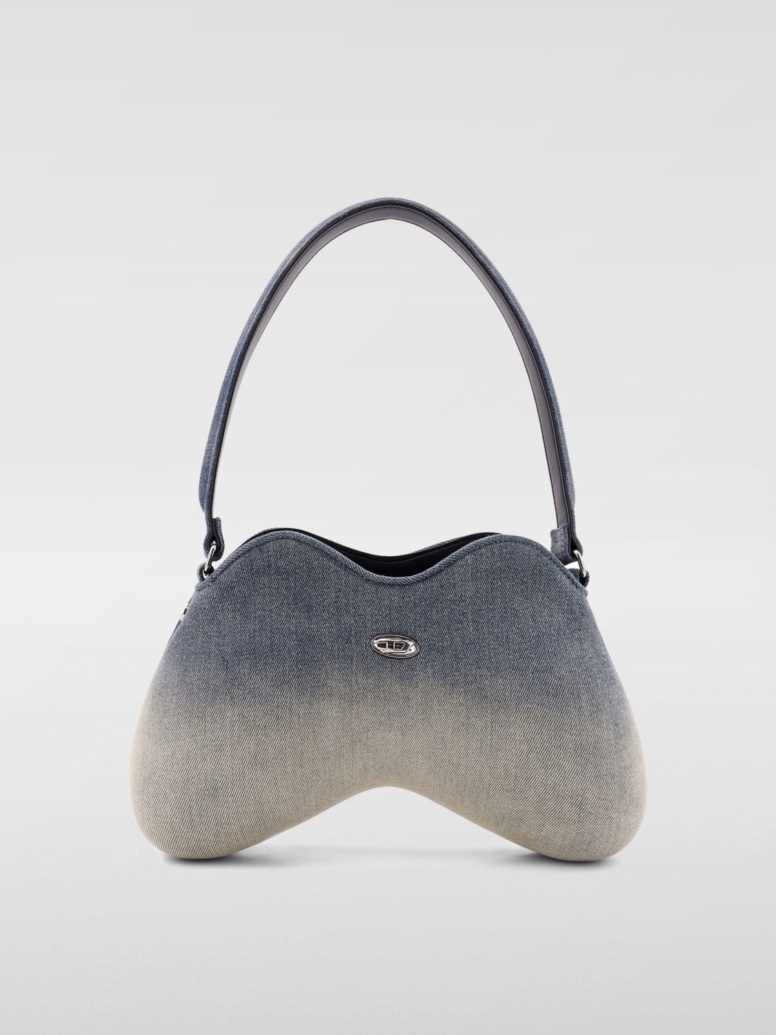 DIESEL BORSA A SPALLA: Borsa Double-D Diesel in denim solarizzato , Blue - Img 1