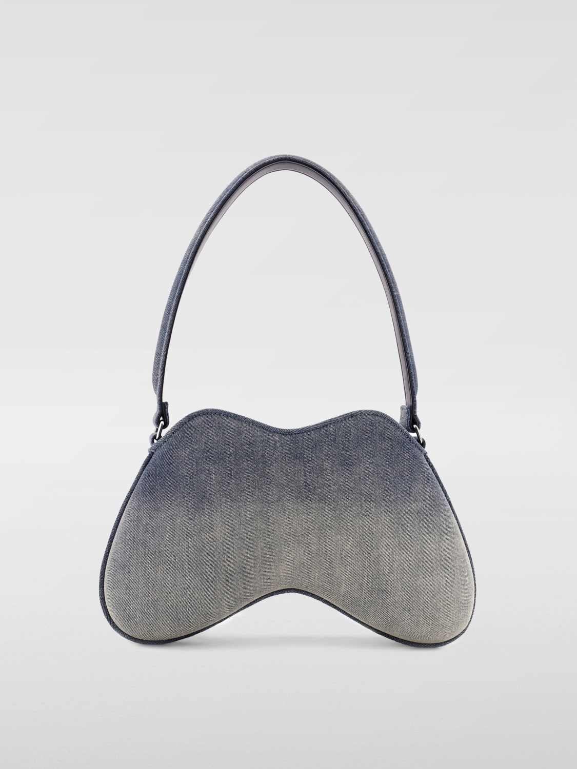 DIESEL BORSA A SPALLA: Borsa Double-D Diesel in denim solarizzato , Blue - Img 2