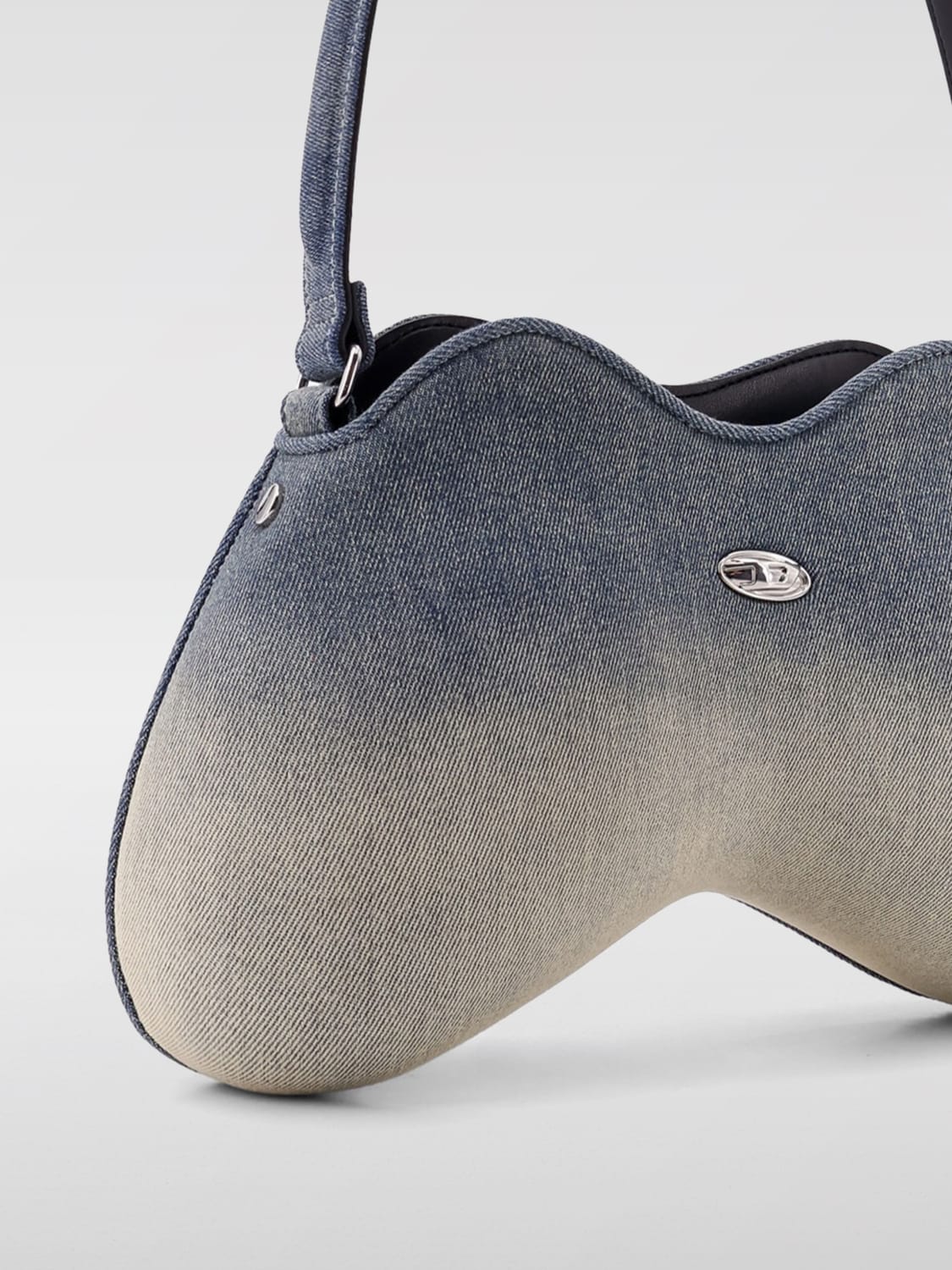 DIESEL BORSA A SPALLA: Borsa Double-D Diesel in denim solarizzato , Blue - Img 3