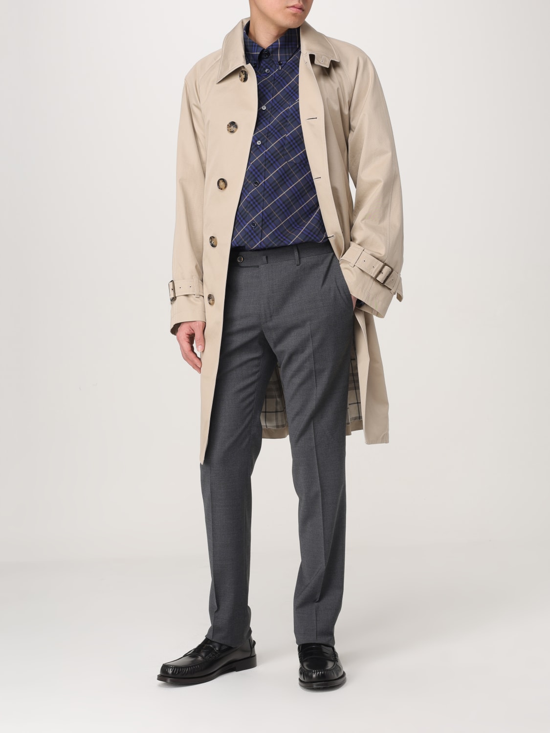 Burberry トレンチコート　メンズ　ベージュ ロング ギャバジン トレンチコート (グラファイト) - メンズ