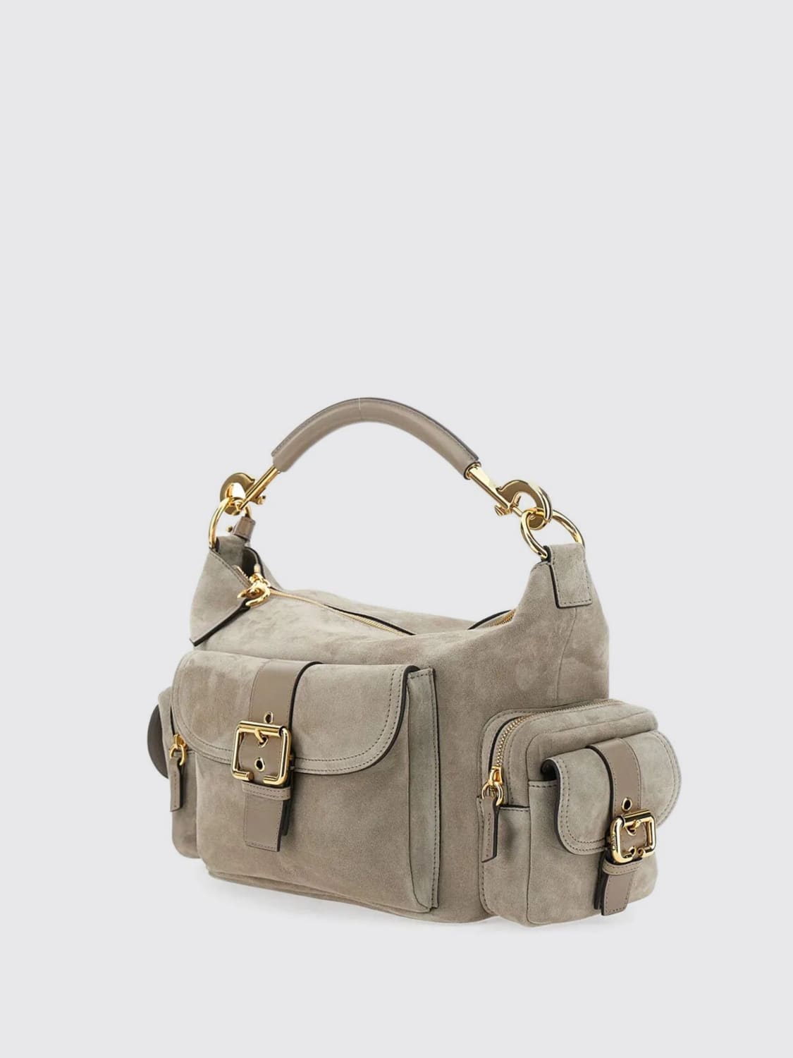 CHLOÉ BORSA A SPALLA: Borse a spalla camera utility Chloé in camoscio, Tortora - Img 4