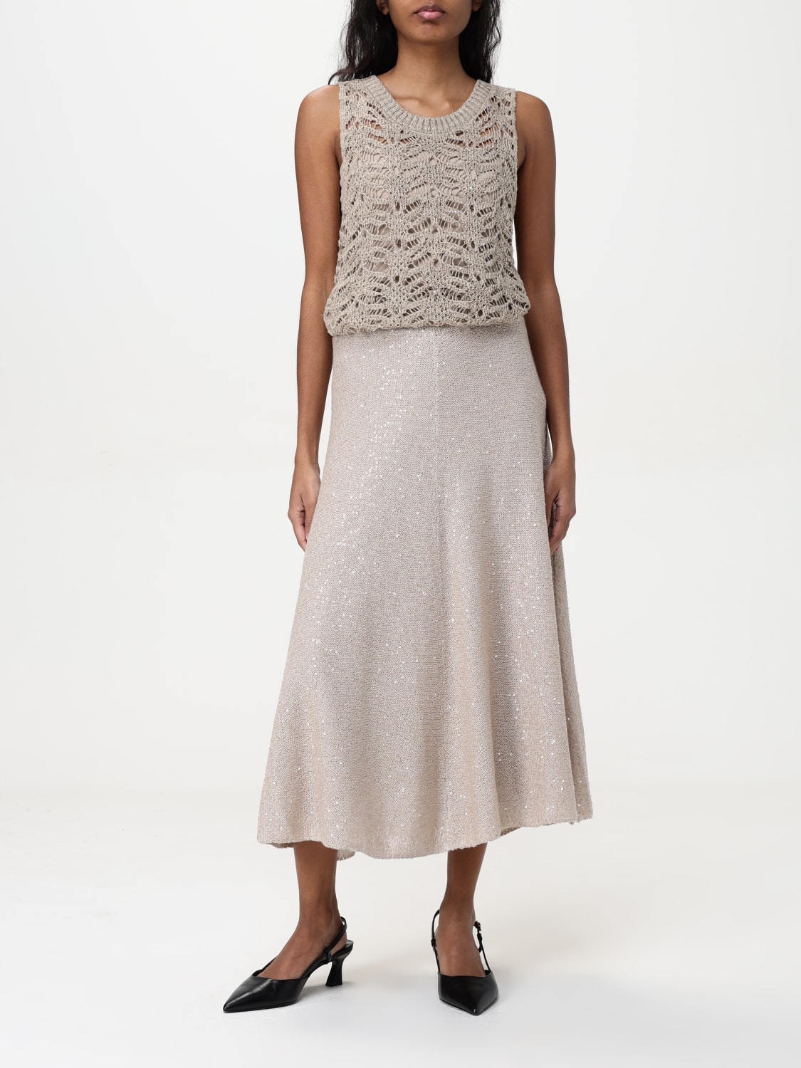 BRUNELLO CUCINELLI SKIRT: Skirt woman Brunello Cucinelli, Beige - Img 2