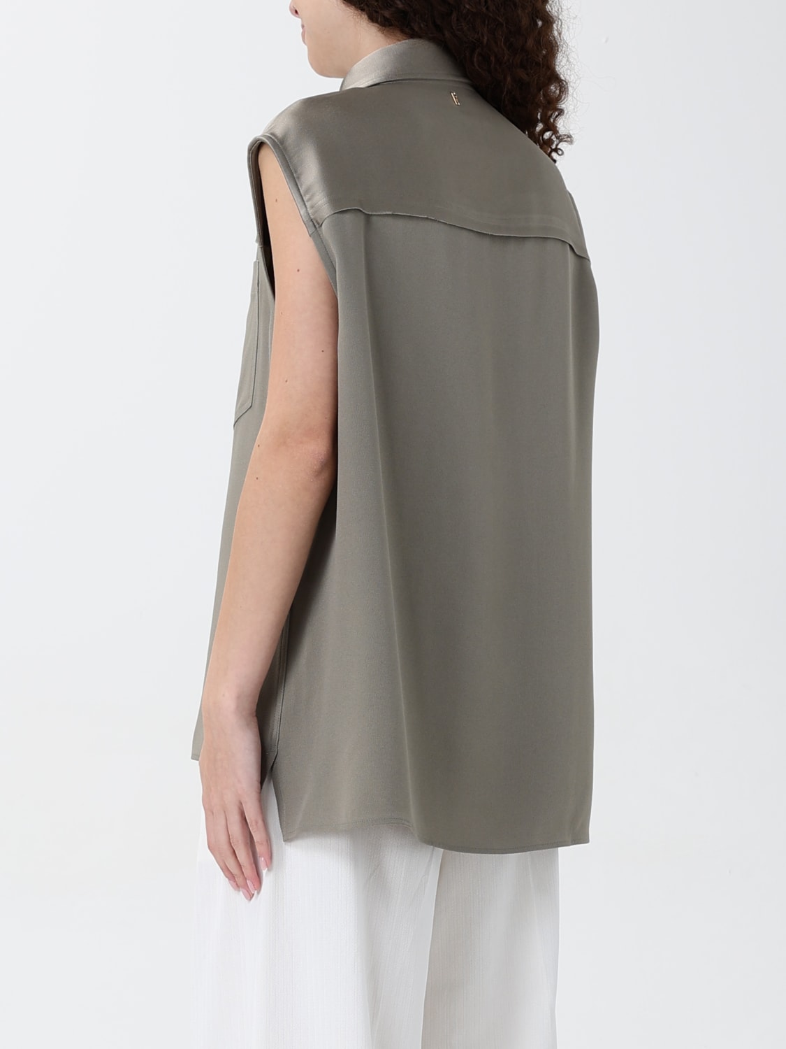 AMI PARIS CAMICIA: Camicia smanicata Ami Paris in raso , Grigio - Img 2