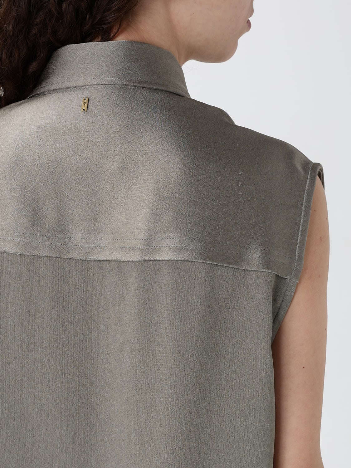 AMI PARIS CAMICIA: Camicia smanicata Ami Paris in raso , Grigio - Img 3