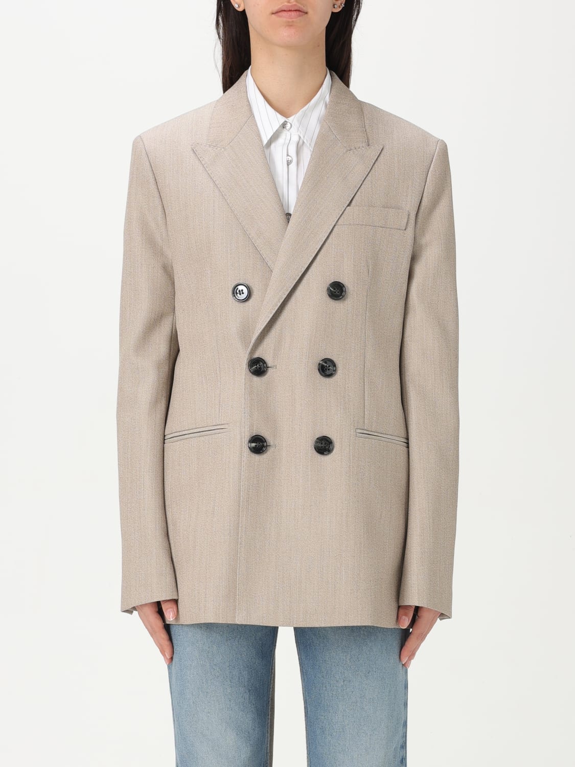 ジャケット AMI Women Jackets FBV211 WV0065725 Beige Designer Jackets & Coats for Women | AMI PARIS US