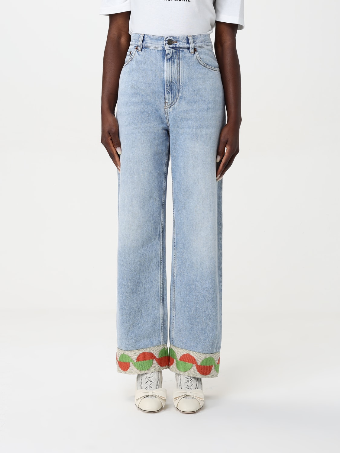デニム・ジーパン VALENTINO SS25 Denim jeans (6B3DD18Y94W 508) Denim trousers with jacquard fabric edge detail VALENTINO