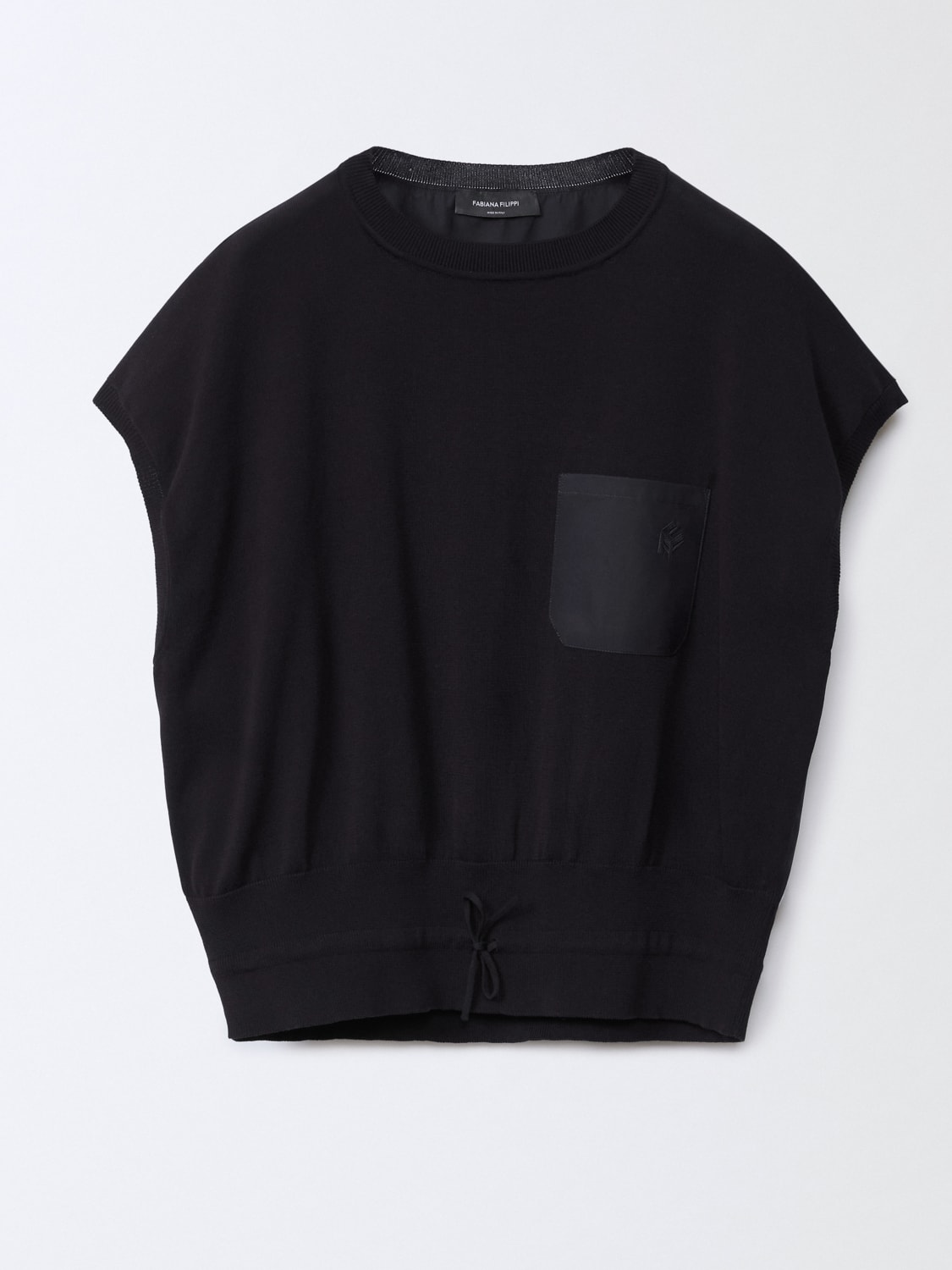 Tシャツ・カットソー FABIANA FILIPPI Woman T-Shirt Blue MAD275F549L399 5146 Satin and knit T-shirt - FABIANA FILIPPI - DARK BLUE - Bongénie