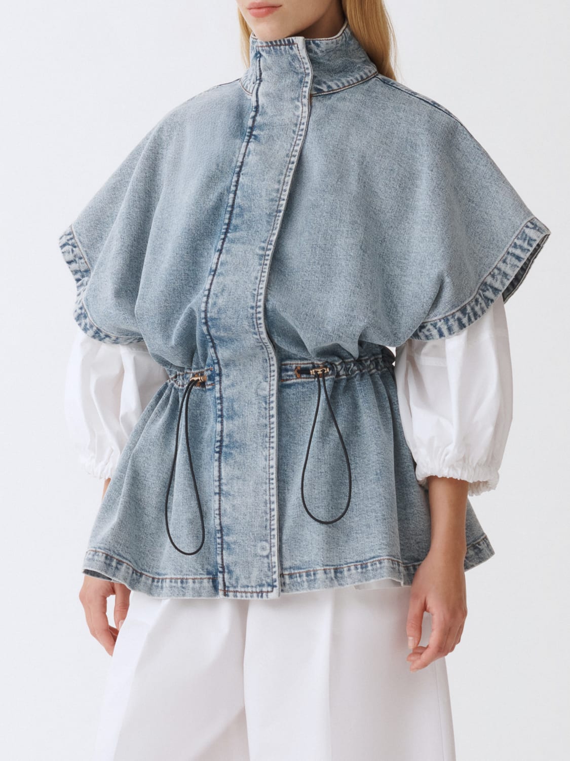 ジャケット FABIANA FILIPPI Women Jackets CTD265F255 D2605146 Blue FABIANA FILIPPI: denim jacket with drawstrings - Gnawed Blue