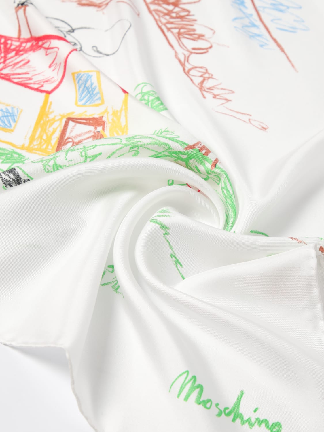 MOSCHINO COUTURE FOULARD: Foulard Moschino Couture con stampa disegno di Franco Moschino d’archivio, Fantasia - Img 3