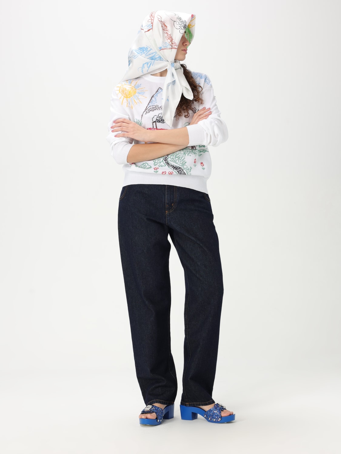 MOSCHINO COUTURE FOULARD: Foulard Moschino Couture con stampa disegno di Franco Moschino d’archivio, Fantasia - Img 4