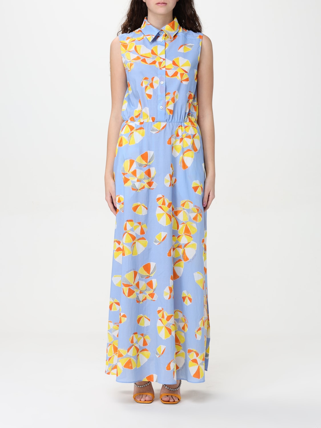ワンピース MOSCHINO JEANS Woman Dress Gnawed Blue 04463725 2303 MOSCHINO JEANS Logo Print Denim Dress | Blue | FARFETCH