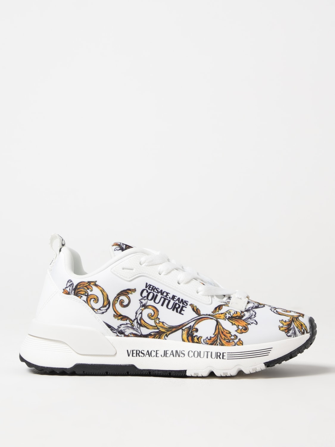 VERSACE JEANS COUTURE SNEAKERS: Sneakers Baroque Versace Jeans Couture in pelle e nylon stampato , Bianco - Img 1