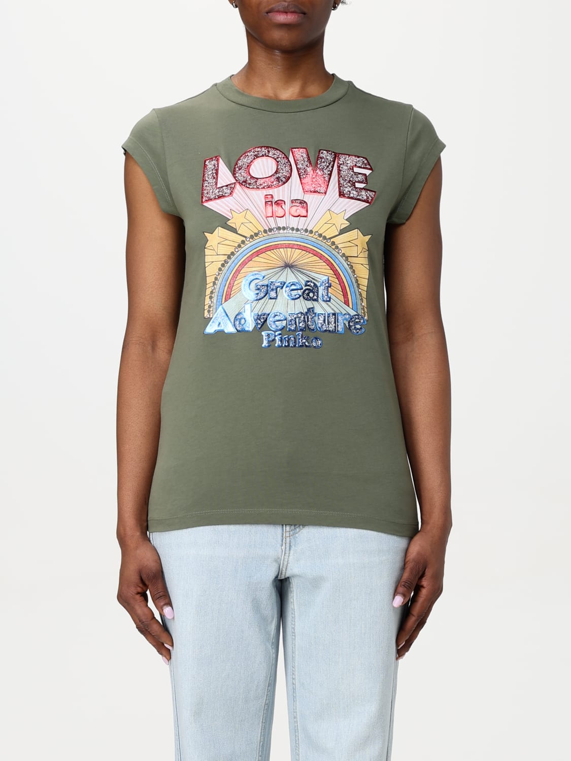 PINKO: T-shirt woman - Green | Pinko t-shirt 104603A2D7